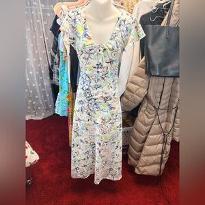 Vintage Chadwick’s Y2K Floral Print V-Neck Women’s Maxi Dress in White